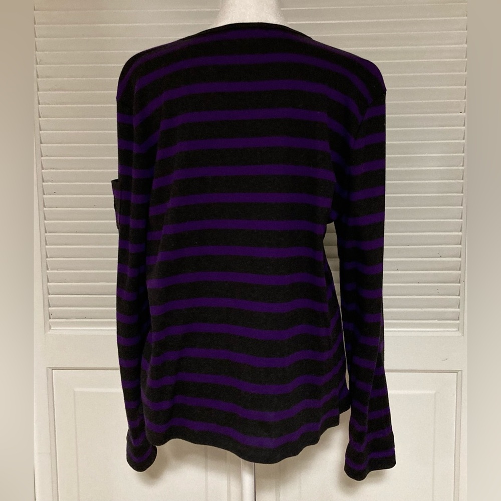 EUC Vintage Lauren Ralph Lauren Black & Purple Striped Blouse Size XL - Picture 5 of 9